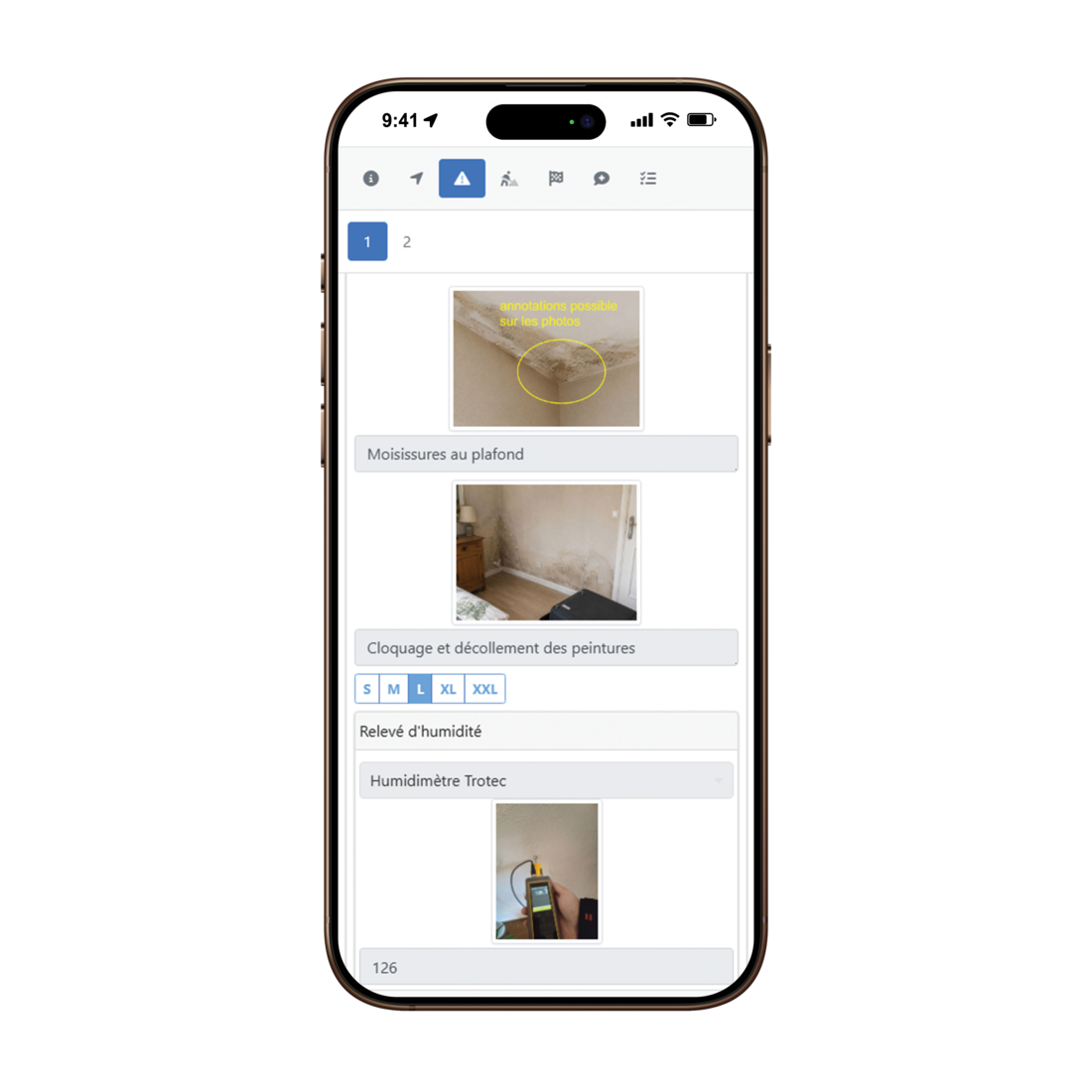 Application mobile Aquareport : photos et commentaires insérés dans le rapport pendant l'intervention